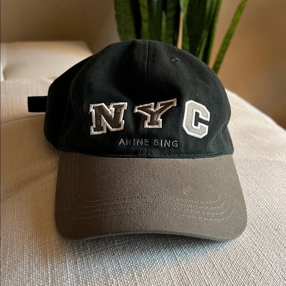 Anine Bing Jeremy Baseball Cap NYC in Charcoal Green - Picture 8 of 9